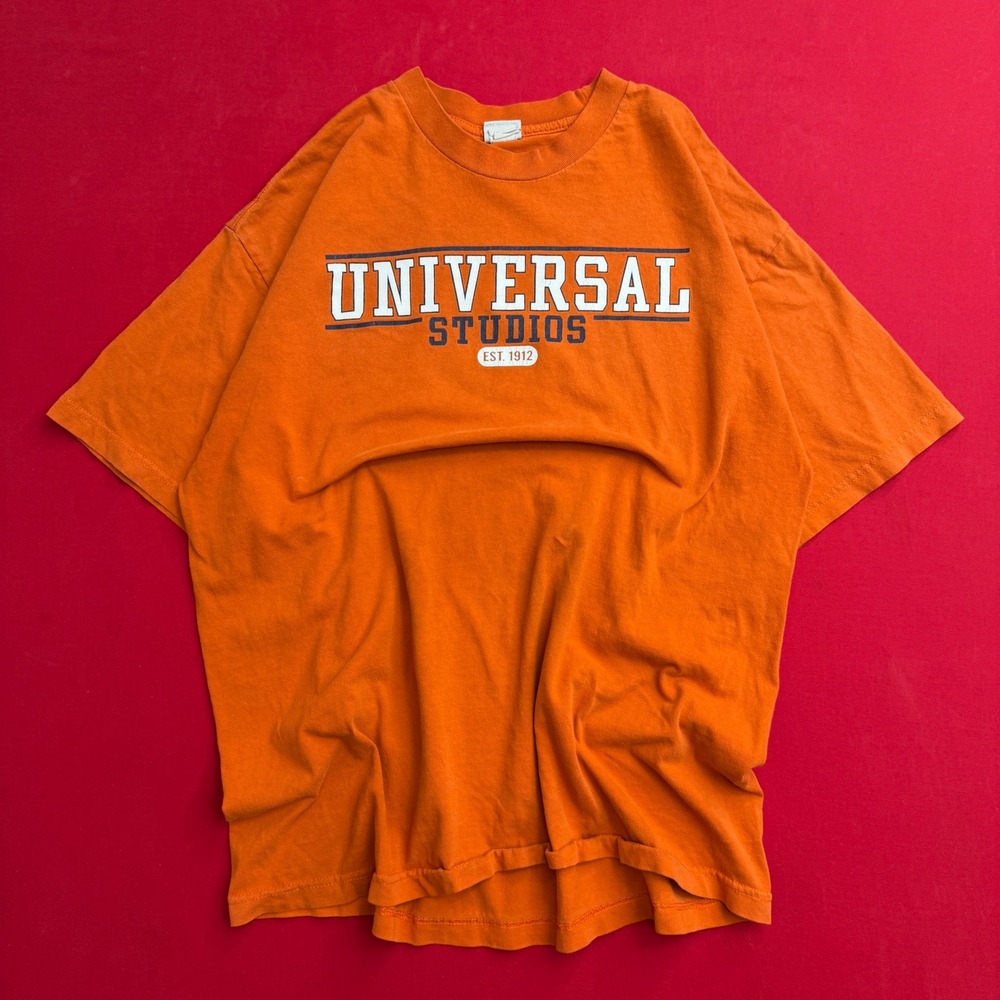 VTG Style 90's Universal Studios Graphic T-Shirt Mens XL Orange Short Sleeves